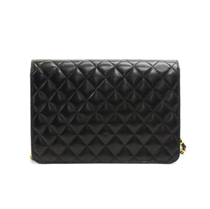 classic quilted lambskin leather half flap shoulder bag