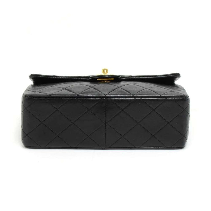 8" single flap quilted lambskin leather shoulder bag