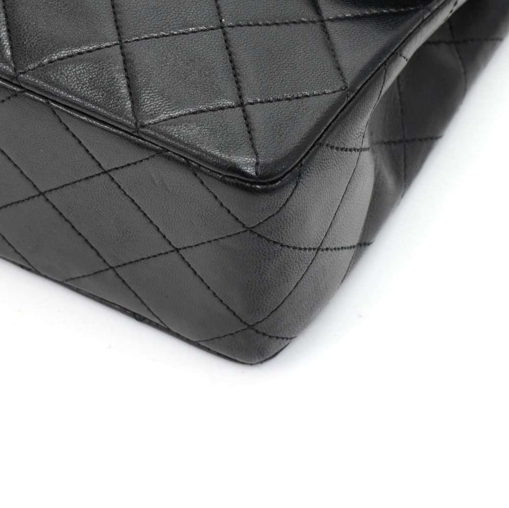 8" single flap quilted lambskin leather shoulder bag