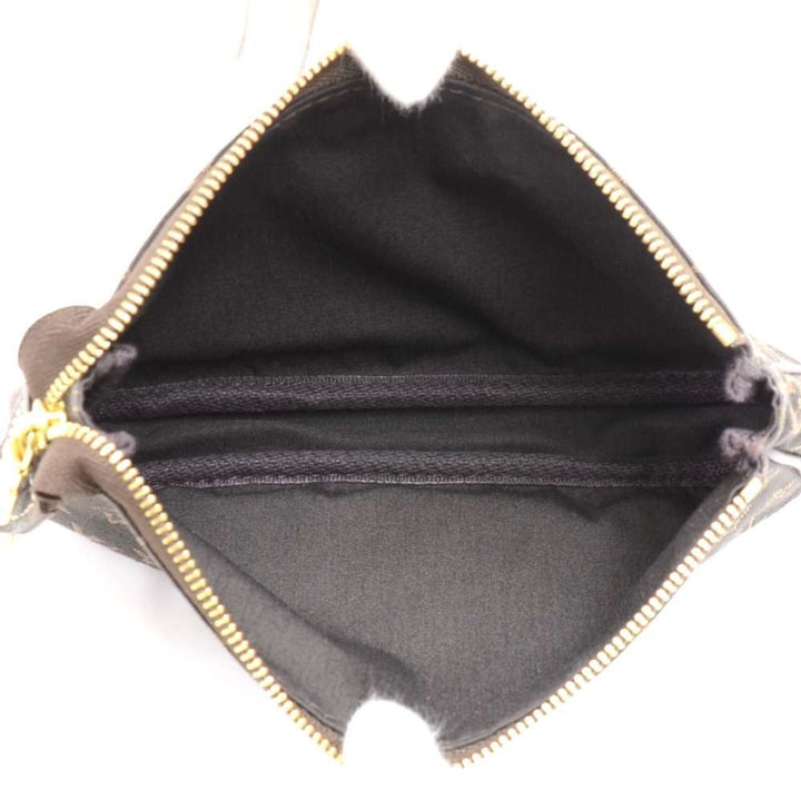bucket pm mini lin monogram ebène canvas shoulder bag with pouch
