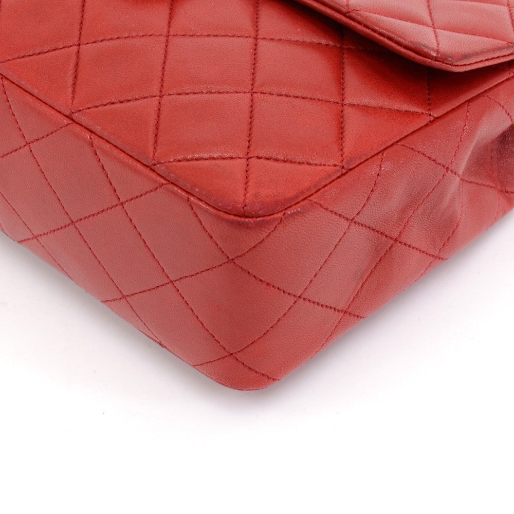 8" single flap quilted lambskin leather shoulder strap