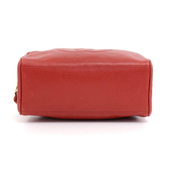 red caviar leather cosmetic bag