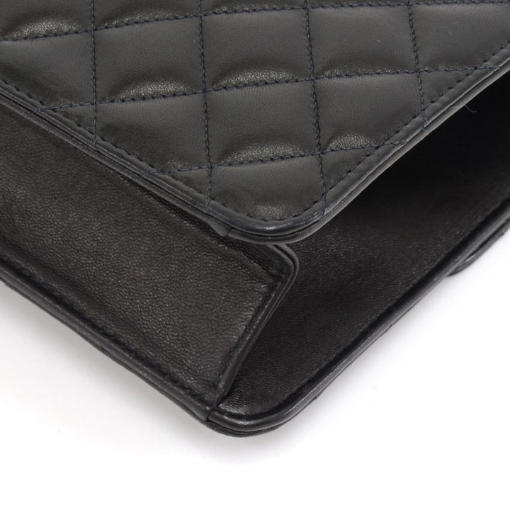 quilted lambskin leather single flap shoulder bag
