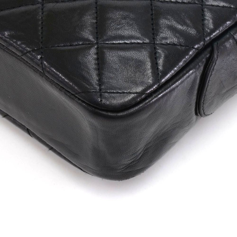 8" quilted lambskin leather top zip shoulder bag
