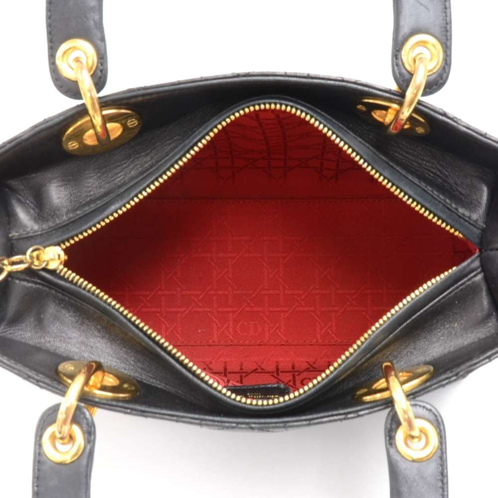 lady dior cannage quilt leather medium bag