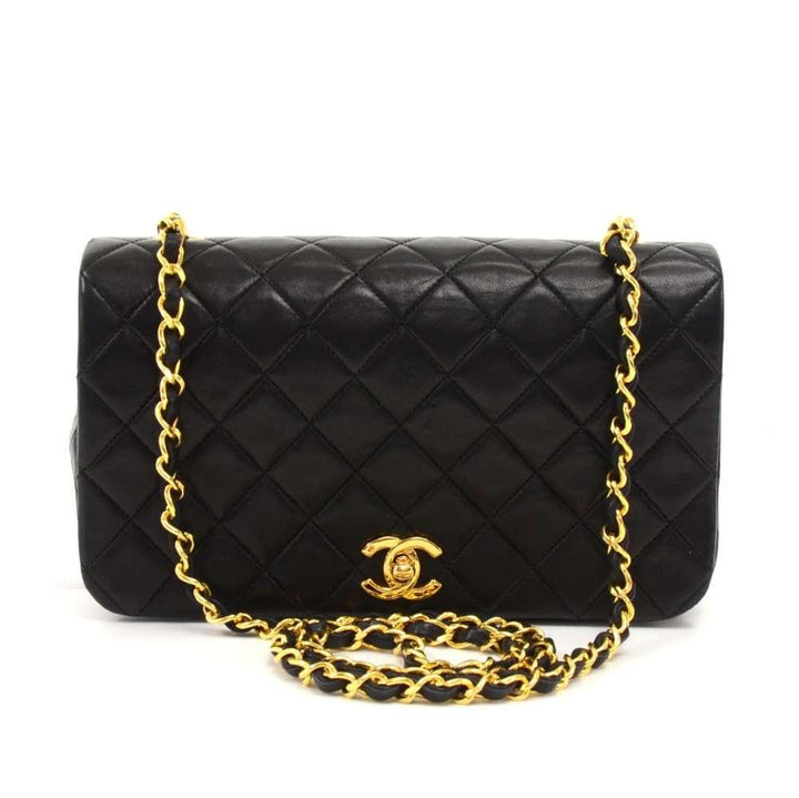 classic single flap quilted lambskin leather shoulder bag