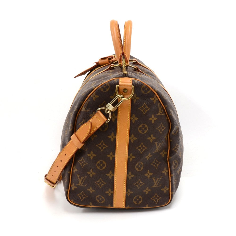 keepall 50 bandouliere monogram canvas travel bag with strap