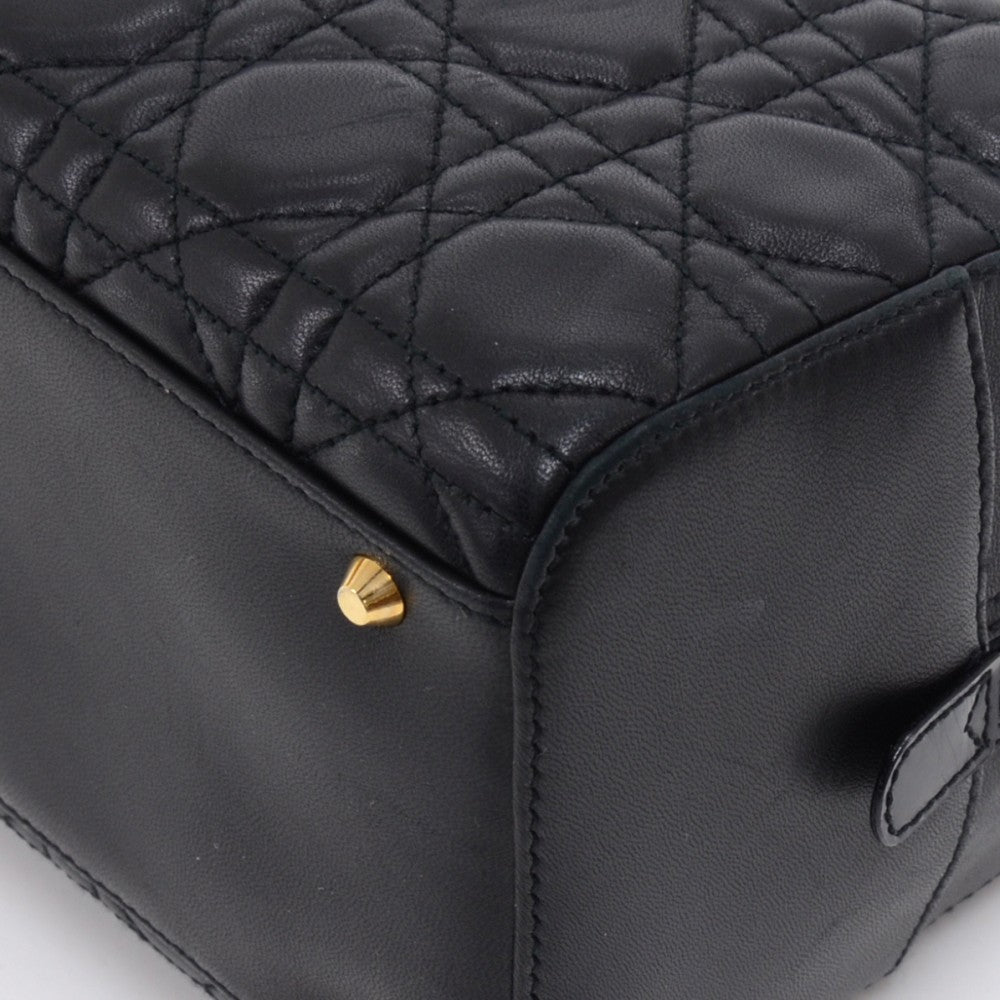 cannage quilt lambskin leather handbag