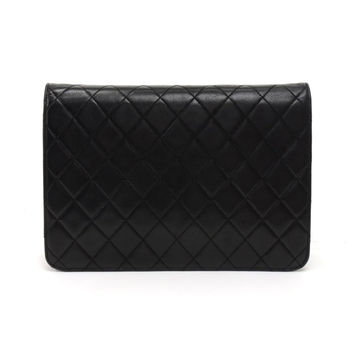 tall single flap quilted lambskin leather shoulder bag