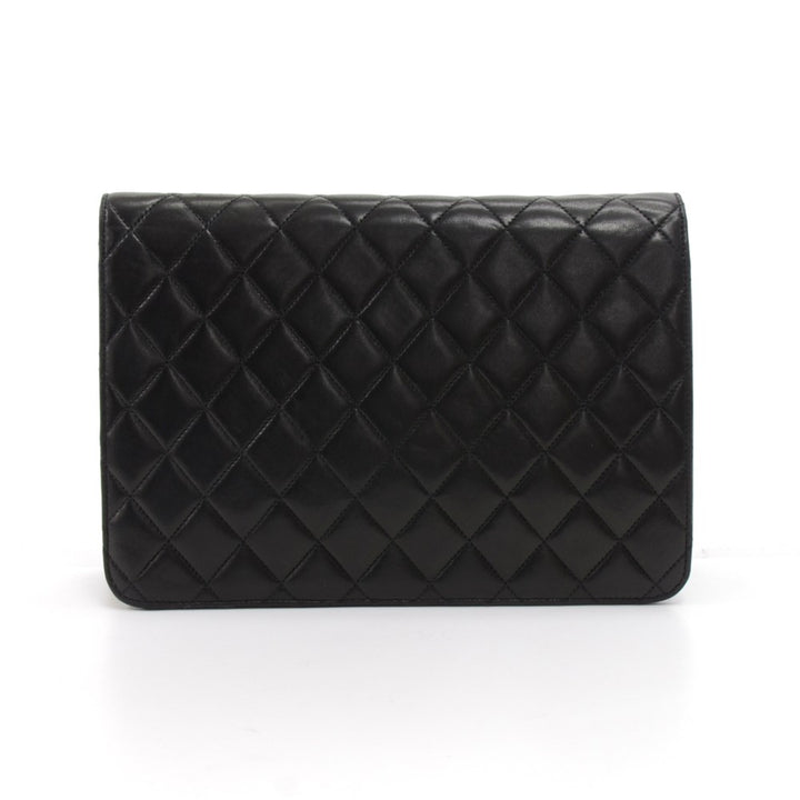 quilted lambskin leather classic half flap shoulder bag