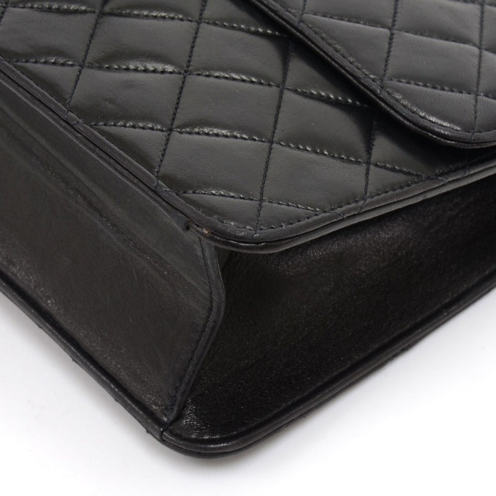 quilted lambskin leather classic half flap shoulder bag