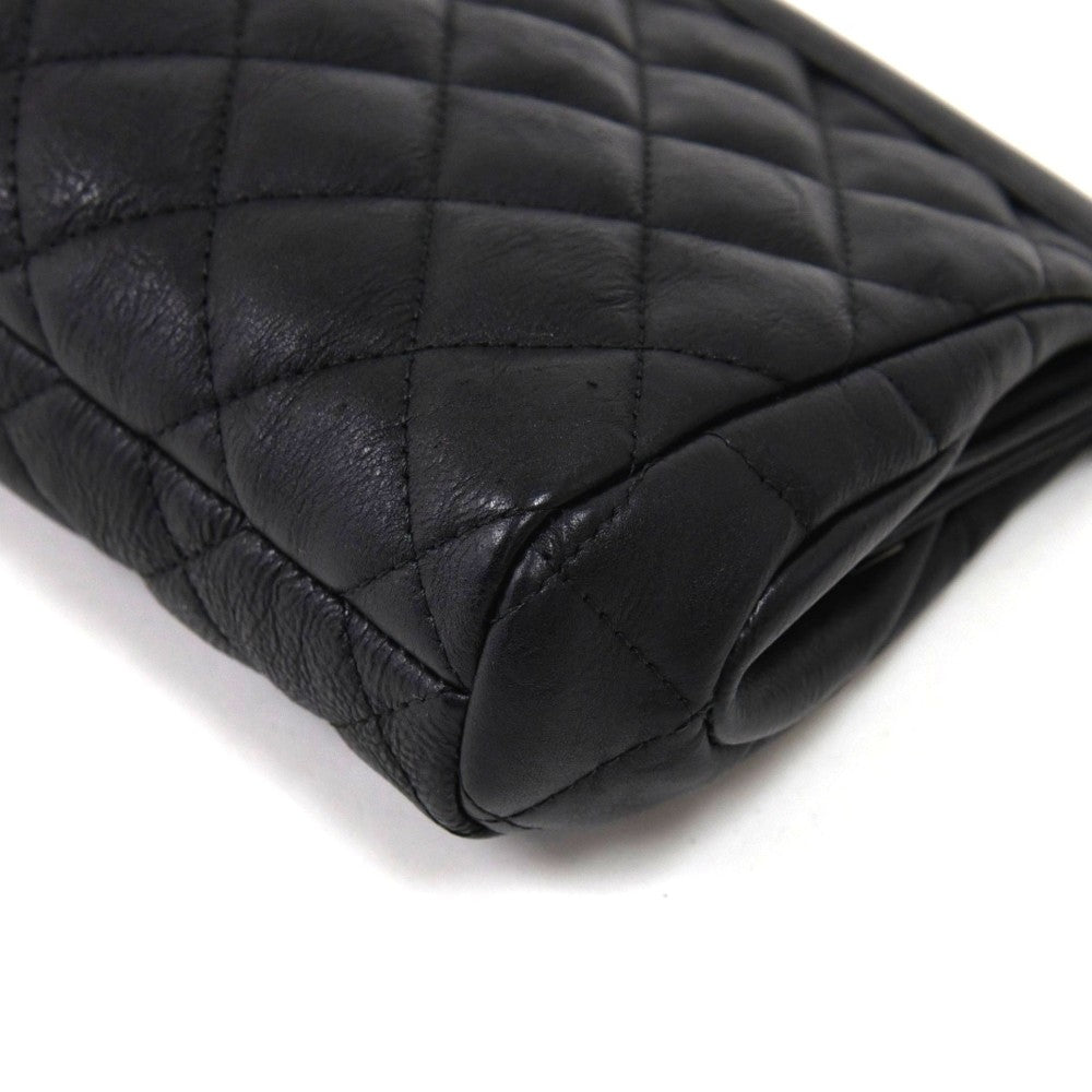 long clutch crinkled calf leather bag