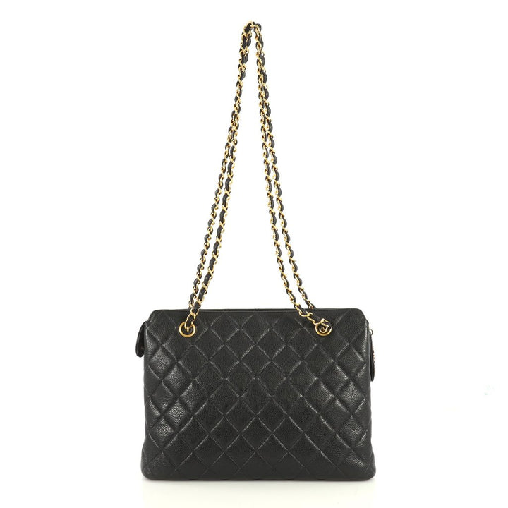 quilted caviar leather shopping tote bag