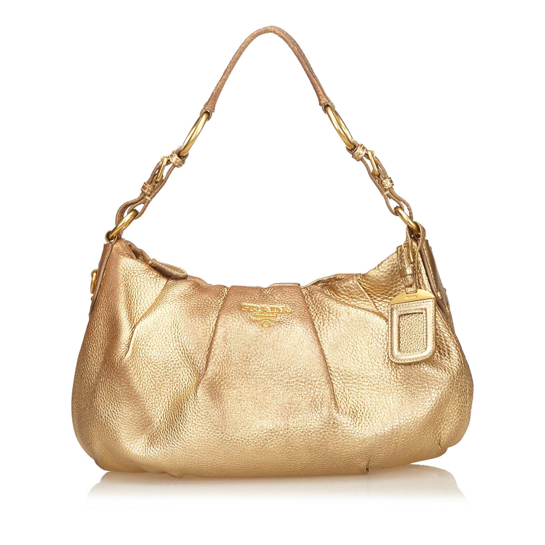 metallic gold leather hobo bag