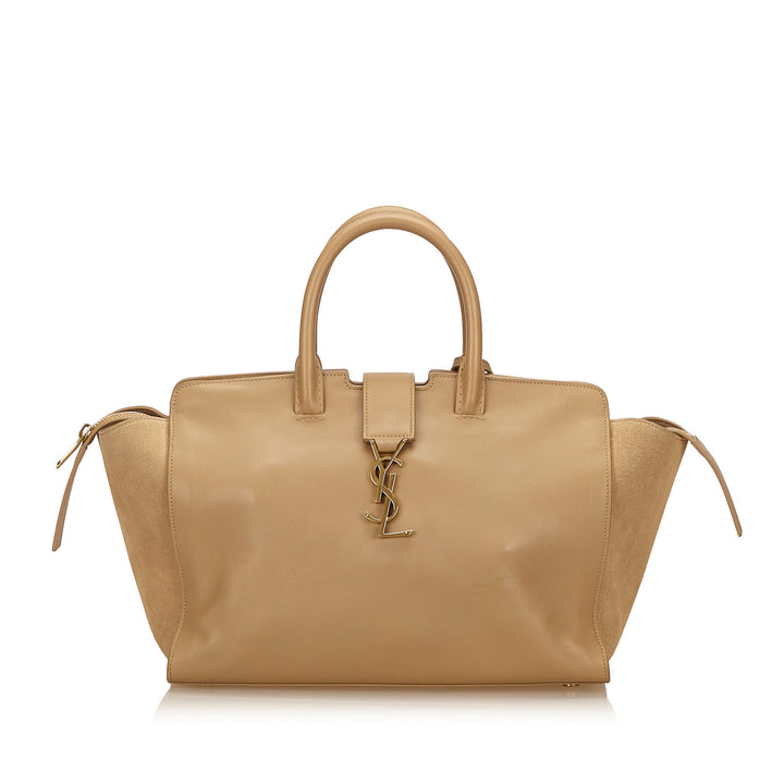 downtown cabas leather and suede handbag