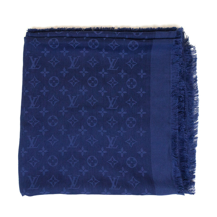 wool and silk blue nuit shawl