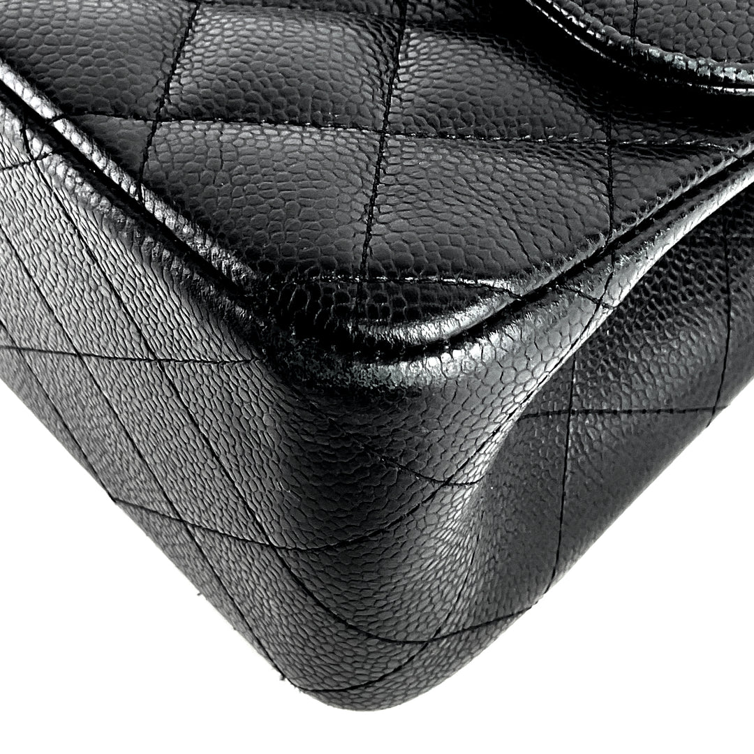 Double Flap Quilted Caviar Leather Bag