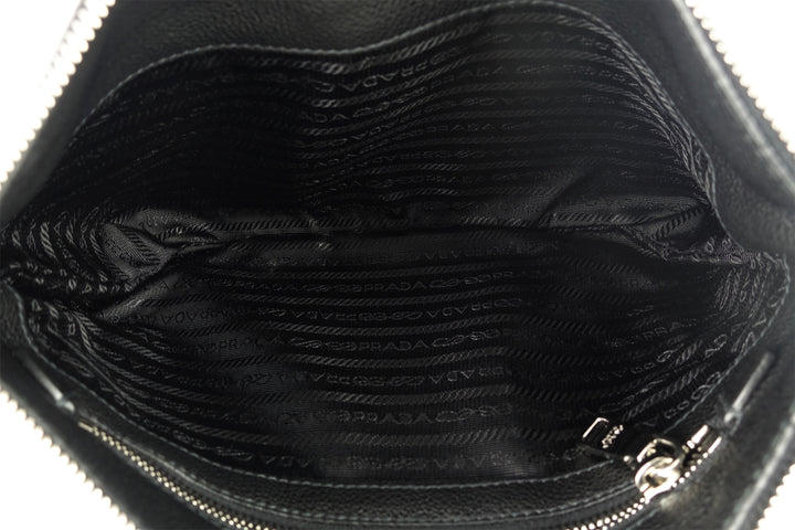 Soft Vitello Daino Leather Zipped Crossbody Bag