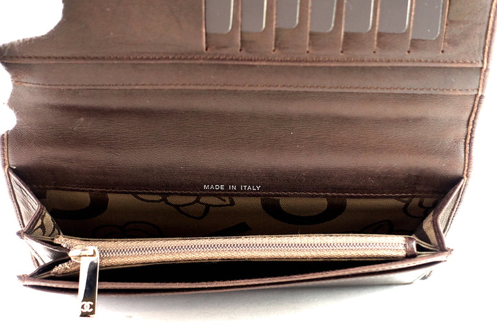long bifold lambskin leather wallet