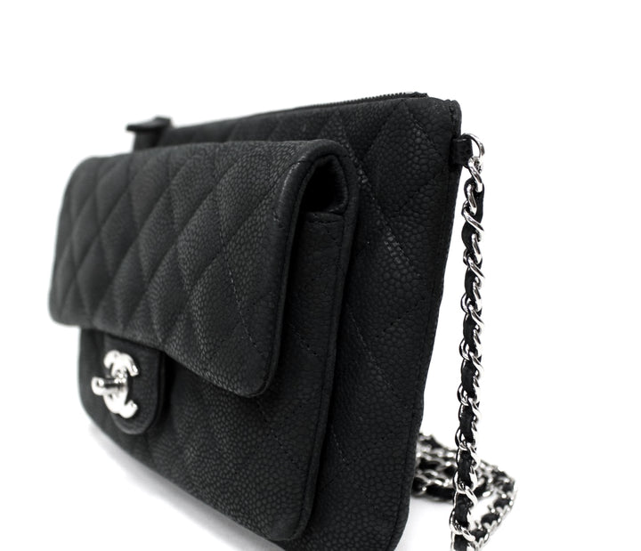 daily zip iridescent caviar leather crossbody bag