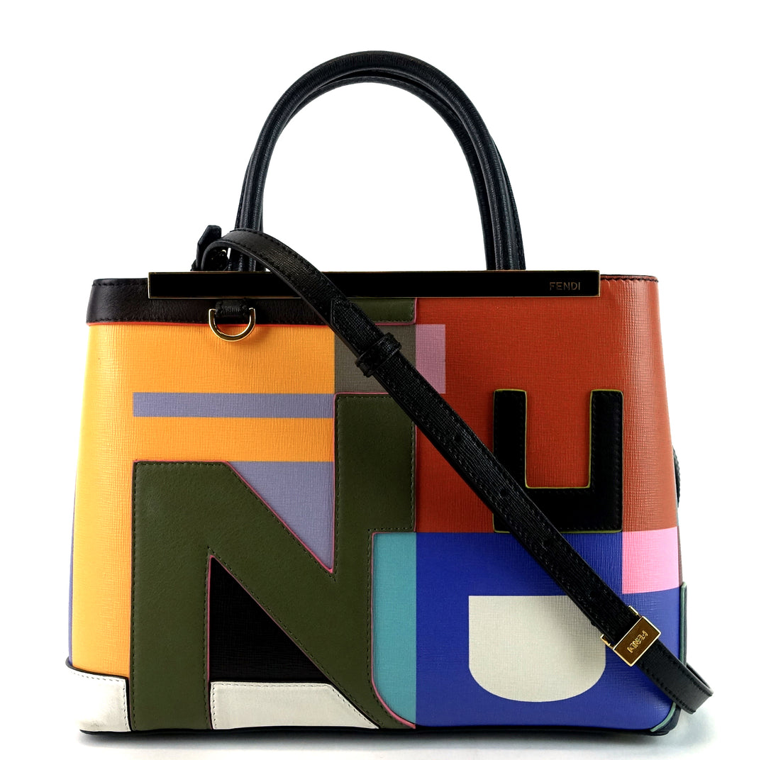 2jours multicolour leather abstract tote bag