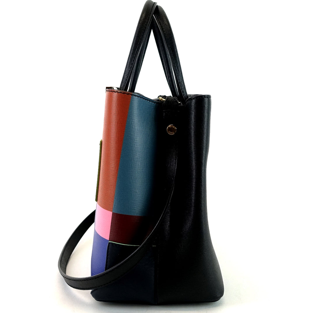 2jours multicolour leather abstract tote bag
