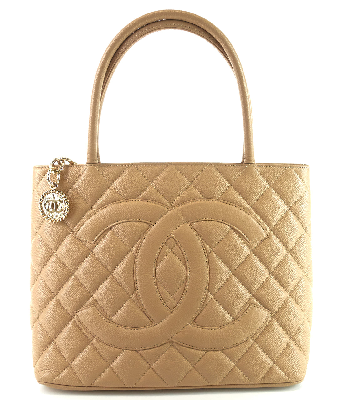 medallion quilted caviar leather tote bag