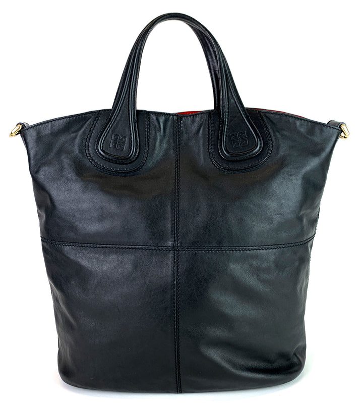 nightingale large black leather tote bag