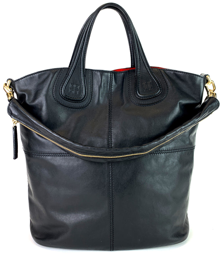 nightingale large black leather tote bag