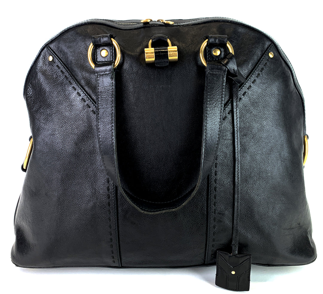 muse oversized black leather bag