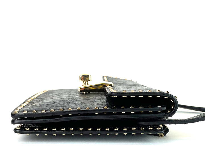 micro rockstud leather turnlock flap bag