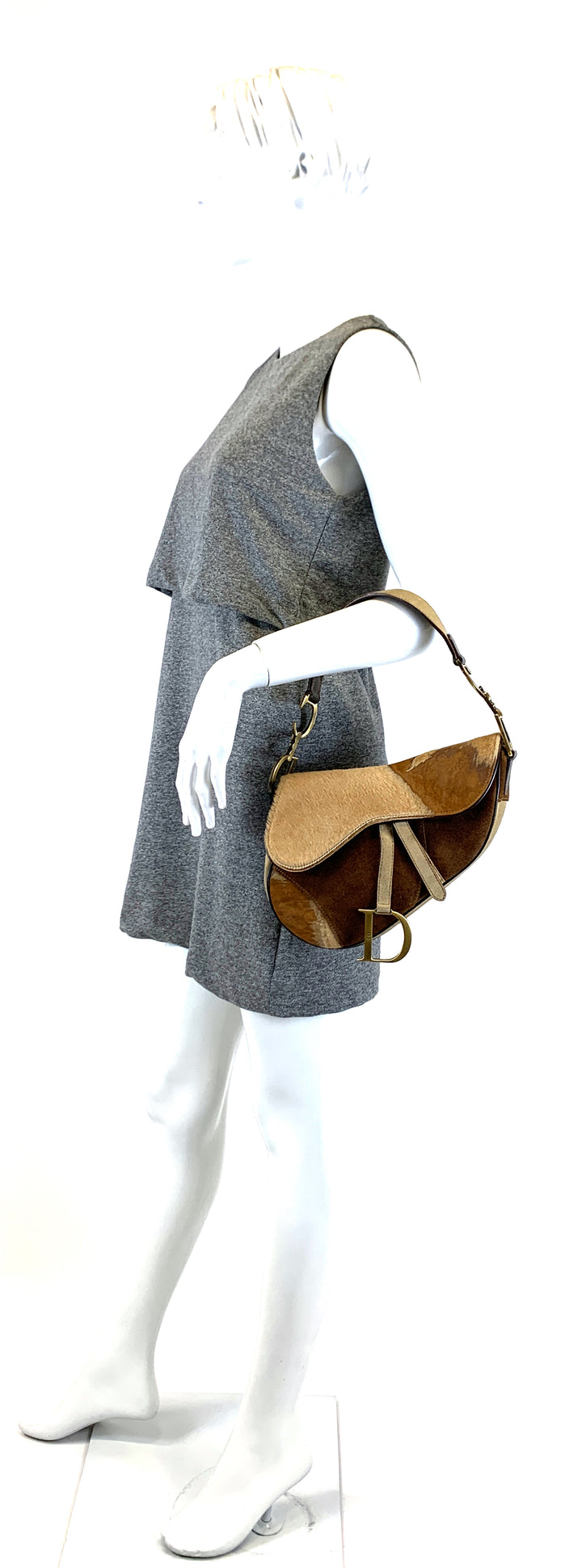 suede saddle small pony hair flap bag