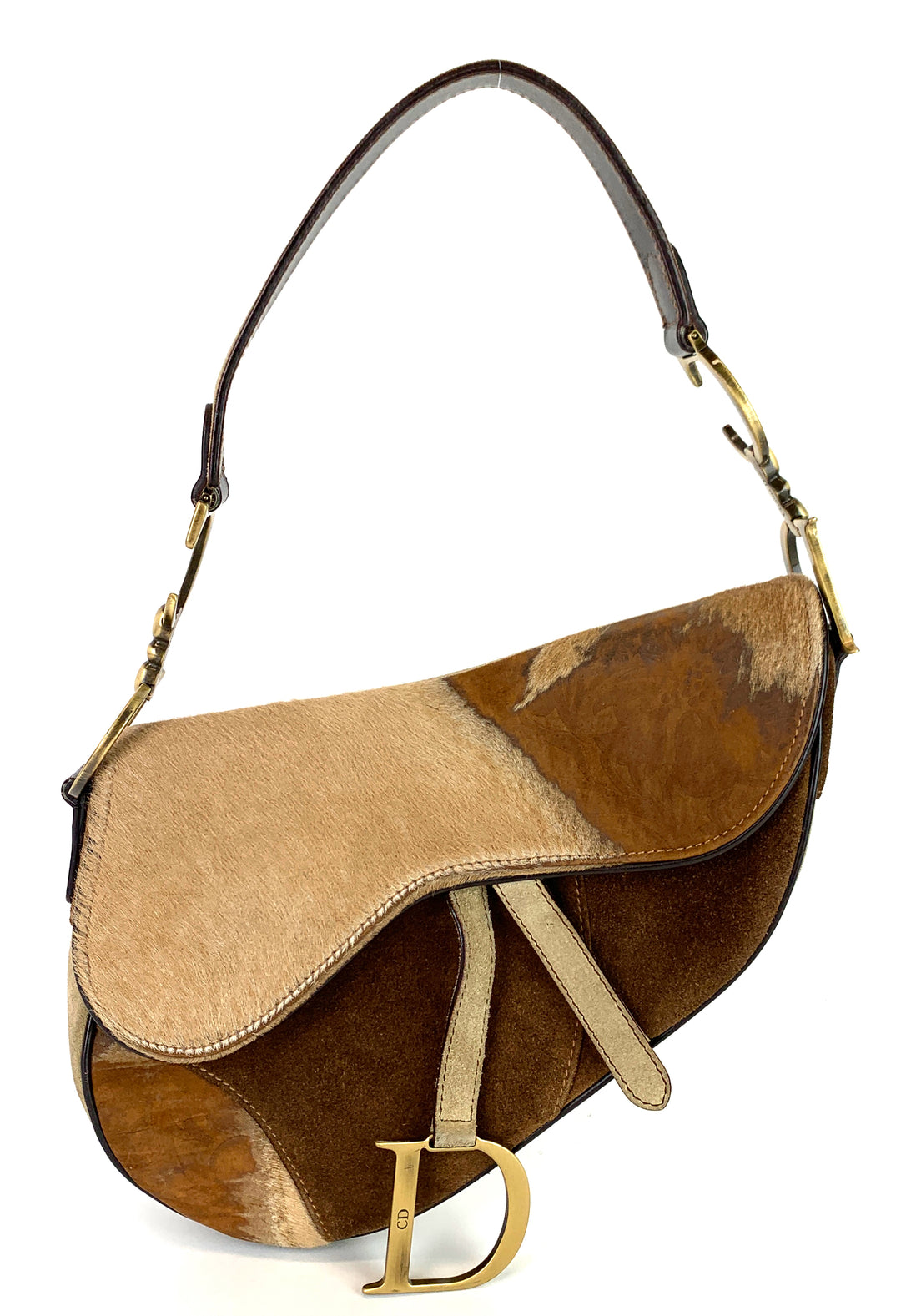 suede saddle small pony hair flap bag