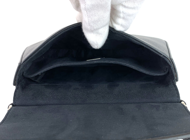 double baguette micro calf leather mink fur handle bag