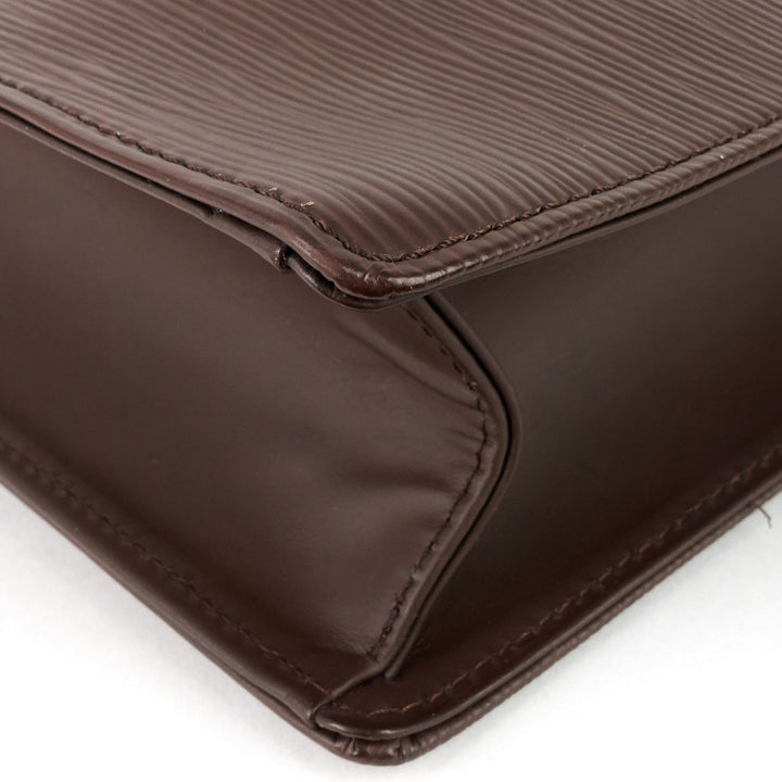 sac plat gm brown epi leather bag