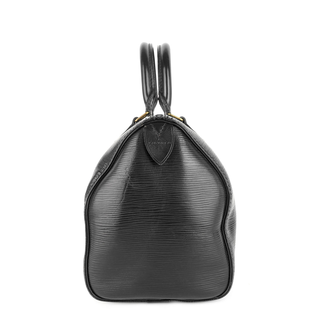 speedy 25 black epi leather bag
