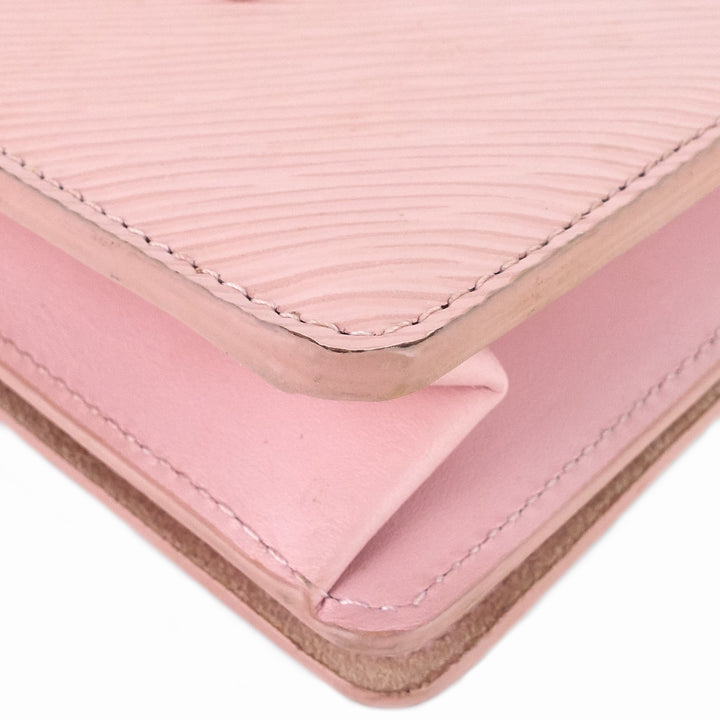 twist belt pink epi leather wallet on chain bag