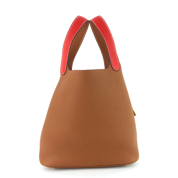 picotin lock 22 mm bicolour clemence leather bag