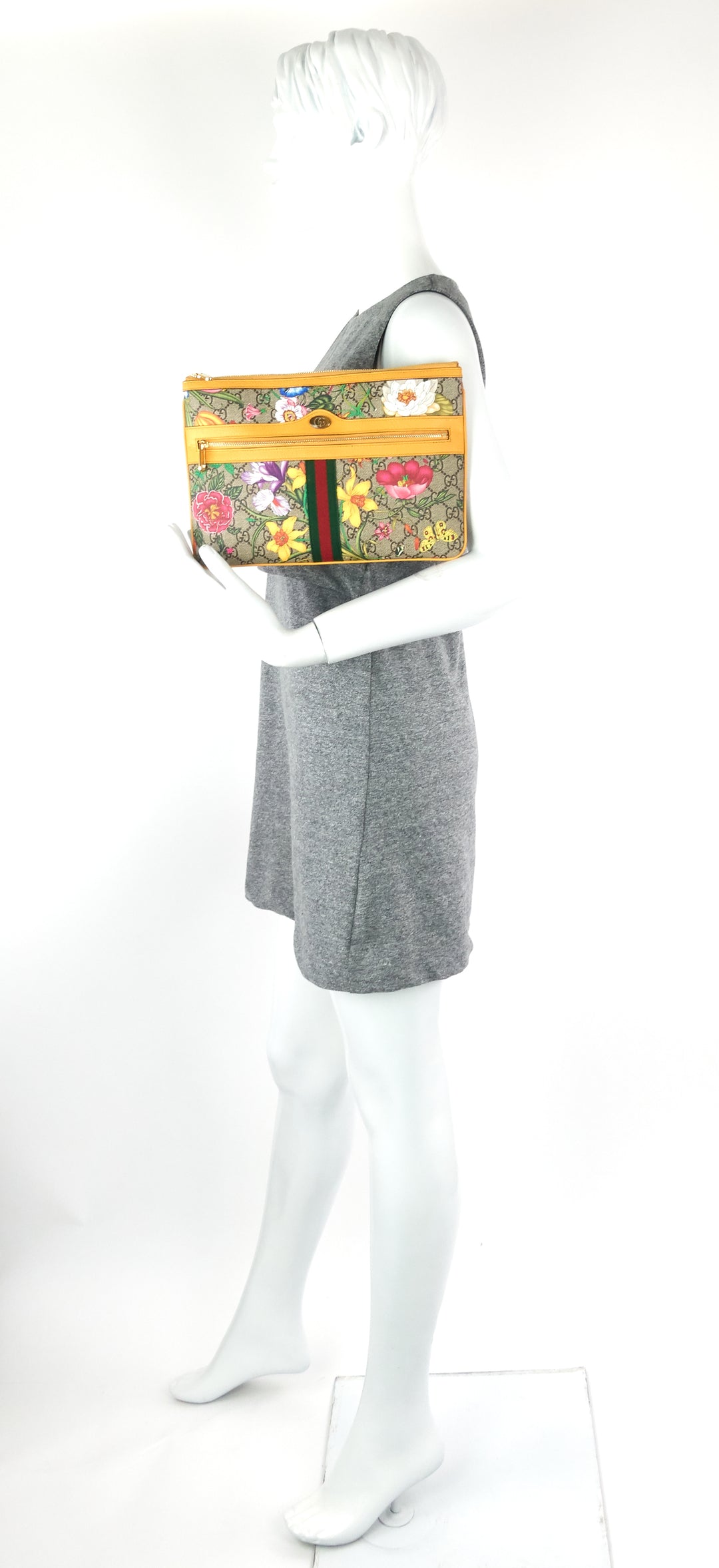 ophidia floral gg supreme large clutch bag