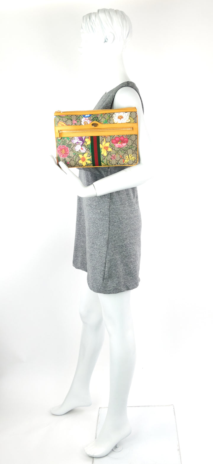 ophidia floral gg supreme large clutch bag