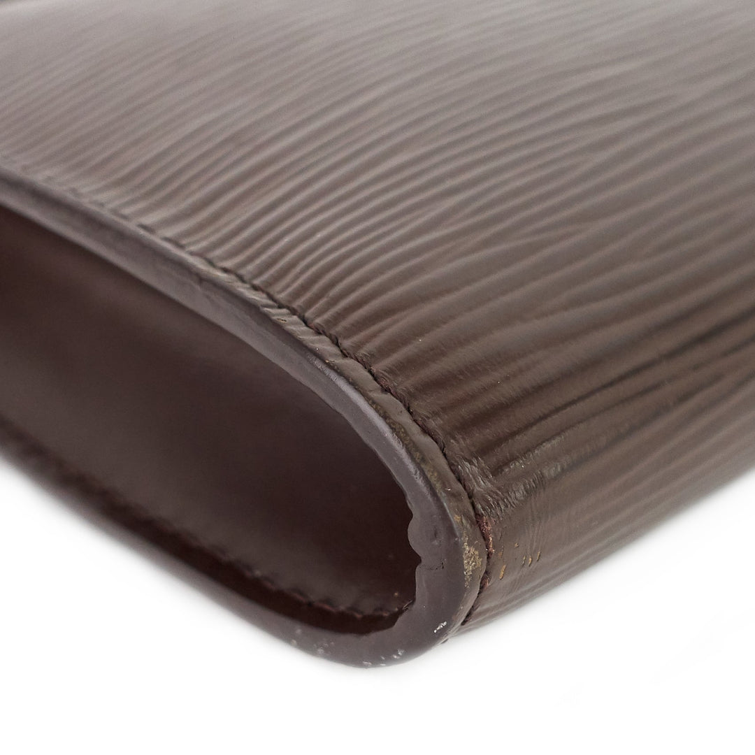 pochette accessoires brown epi leather bag