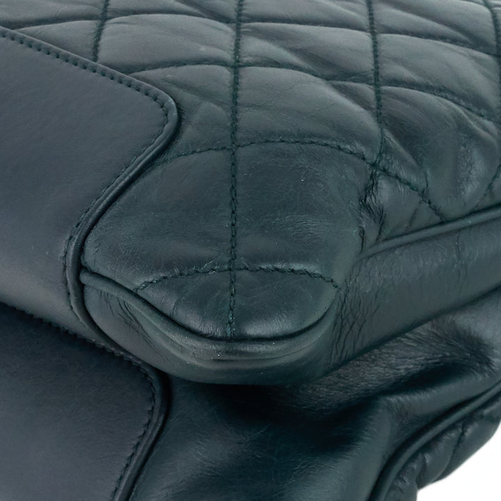 glazed calfskin leather shopping tote bag