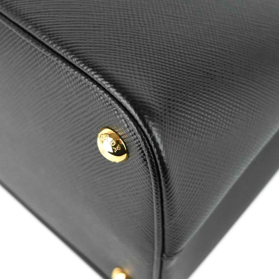 double medium saffiano cuir leather tote bag
