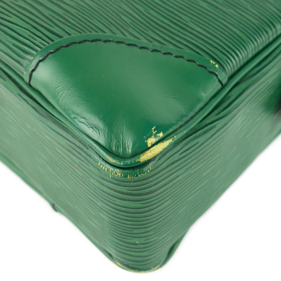 porte-documents voyage green epi leather briefcase bag