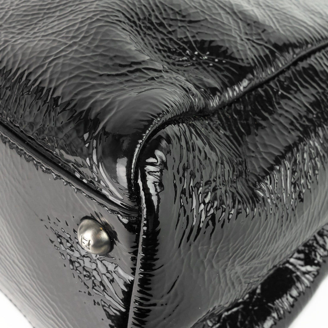 peekaboo large crinkled patent leather bag