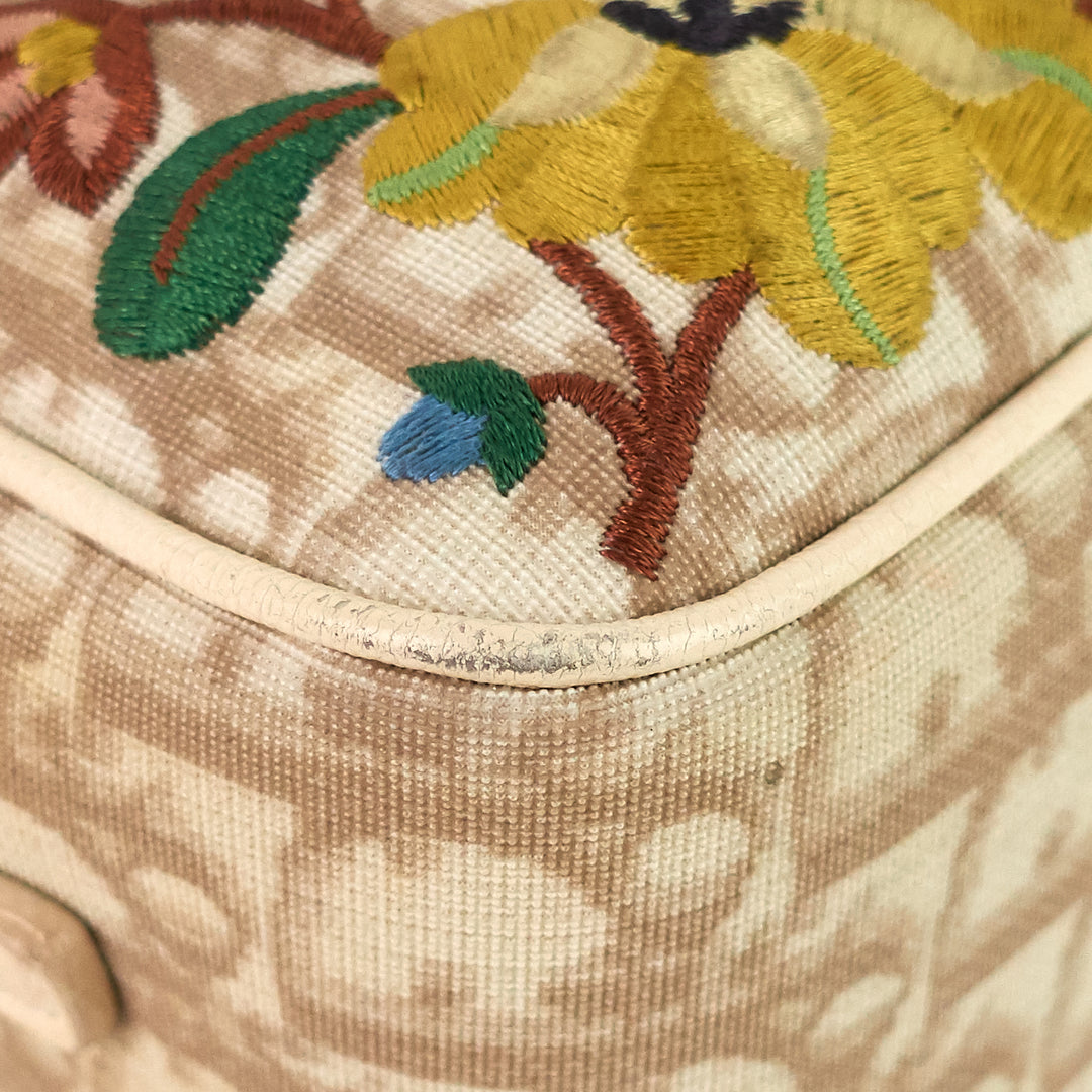 flowers monogram canvas embroidered bag