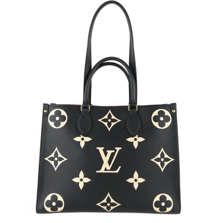 onthego mm bicolour monogram empreinte leather bag