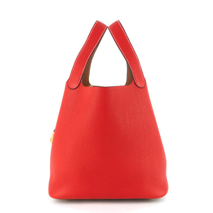 picotin lock 22 mm bicolour clemence leather bag