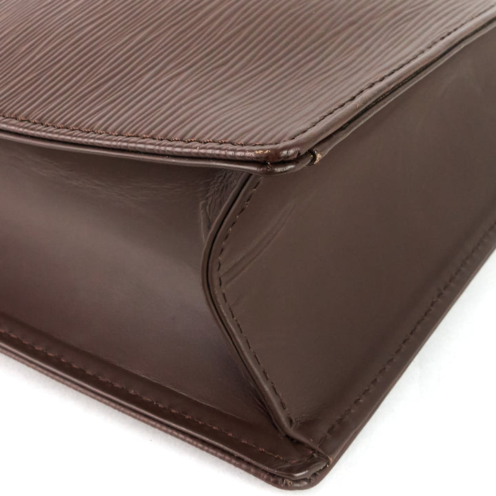 sac plat gm brown epi leather bag