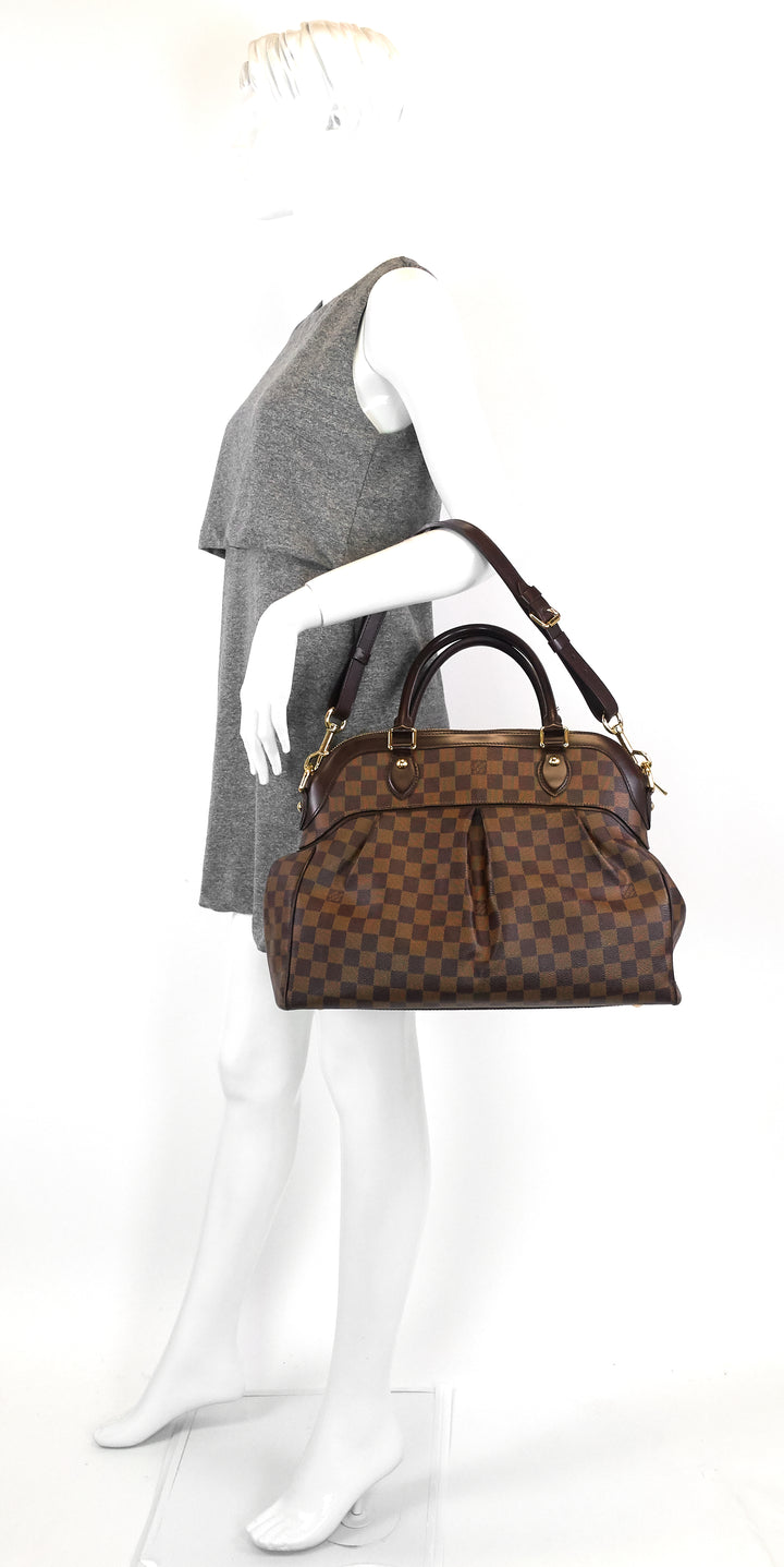 trevi gm damier ebene canvas handbag